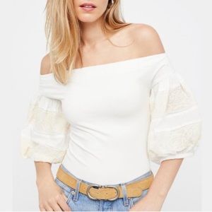 Free People Rock With It Puff Sleeve Top Size XS